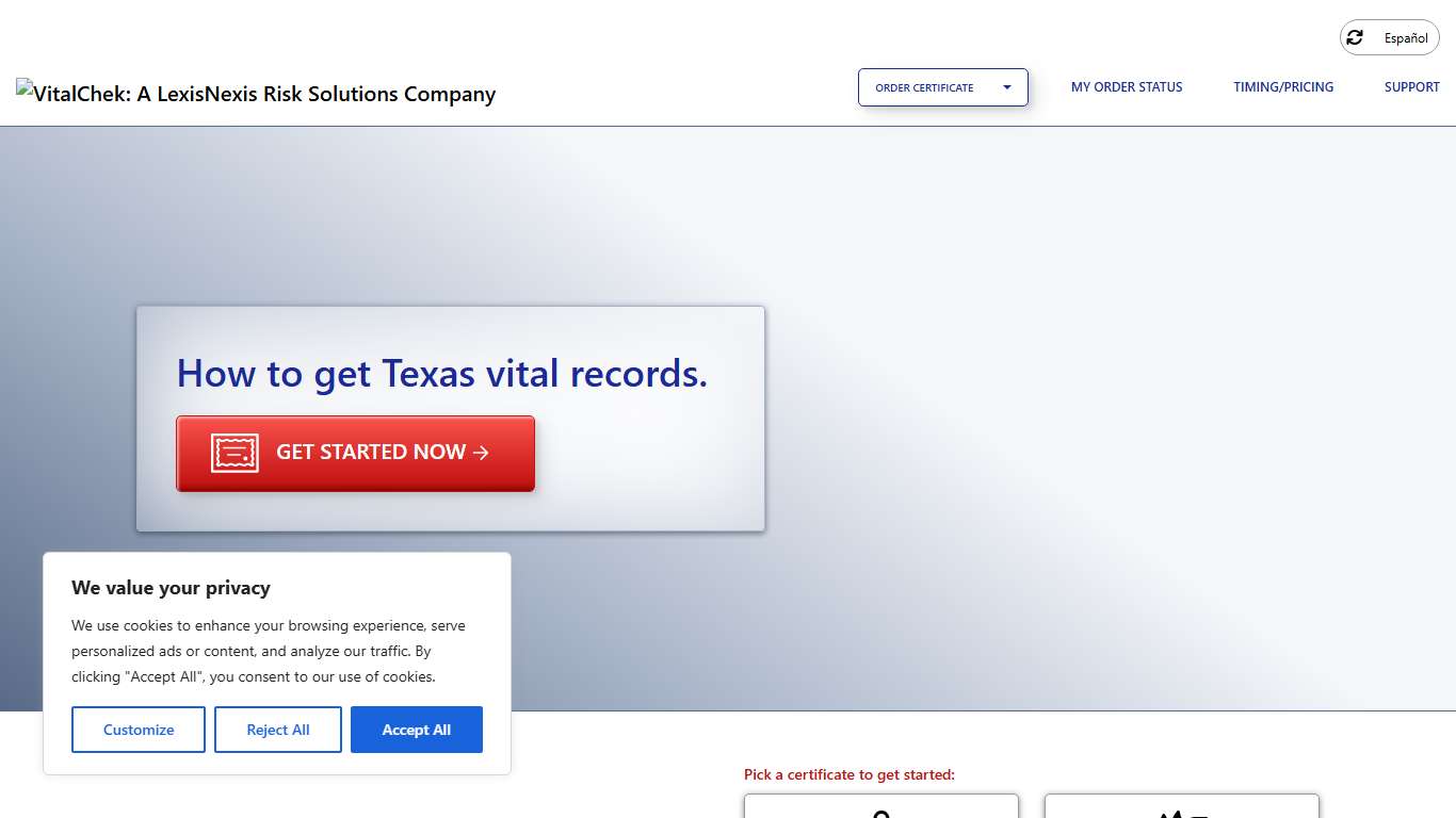 Texas (TX) Vital Records State Certificates - VitalChek